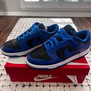 Nike Dunk Low Retro Hyper Cobalt, White, and Black Sneakers